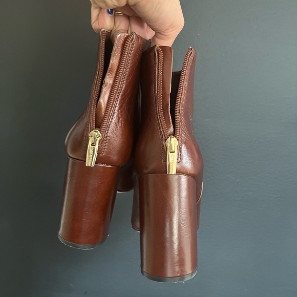 Vince Camuto whiskey colored leather booties - Picture 3 of 5